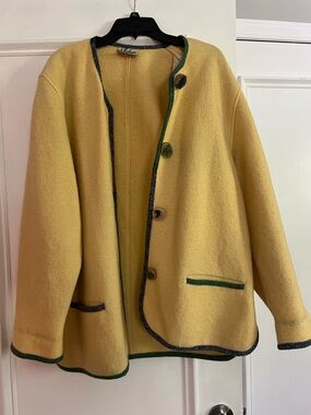 Yellow Wool Jacket with Green Trim